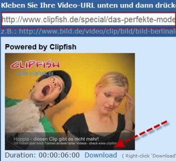 Clipfish Videos runterladen
